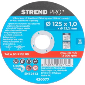 STR vágókorong 125x1,0x22,2mm fém 10db  (420077)