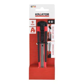   Kreator PVC vágókés 9mm műanyag házas, gumi markolat, piros-fekete KRTH00106