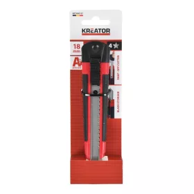   Kreator PVC vágókés 18mm műanyag házas, gumi markolat, piros-fekete KRTH00107