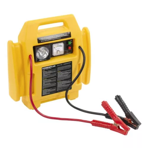 PowerPlus sárga gyorsindító/ bikázó 500mA kompresszorral POWX411