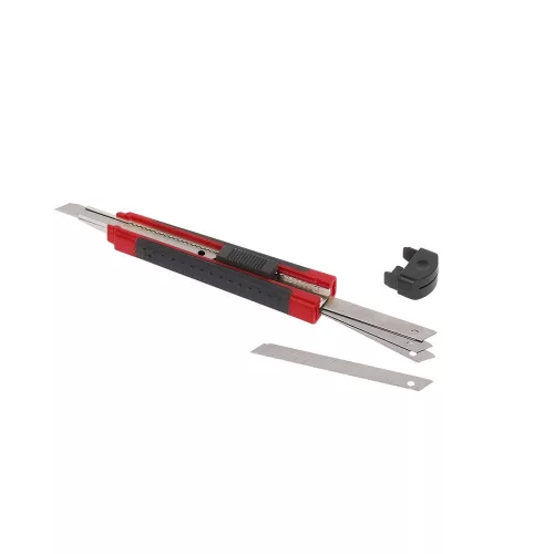 Kreator PVC vágókés 9mm műanyag házas, gumi markolat, piros-fekete KRT000205