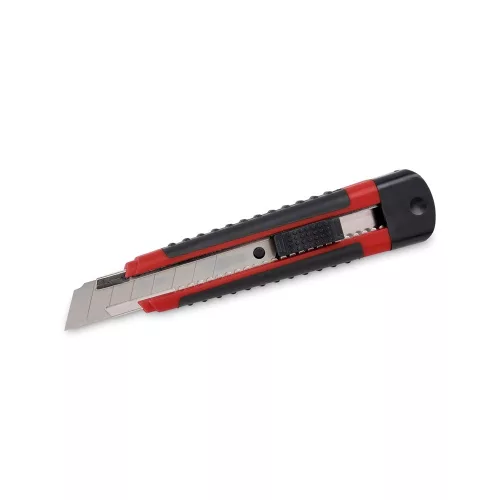 Kreator PVC vágókés 18mm műanyag házas, gumi markolat, piros-fekete KRT000206