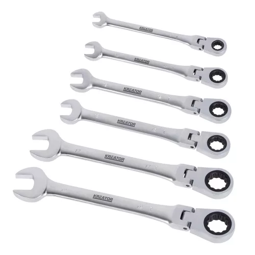 Kreator csillag-villás kulcs racsnis csuklós készlet 8-19mm 6 részes KRT500014  ##