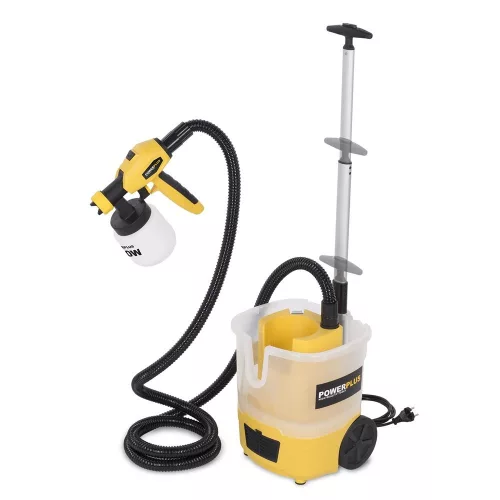 PowerPlus sárga elektromos festékszóró pisztoly + kocsi 750W POWX358