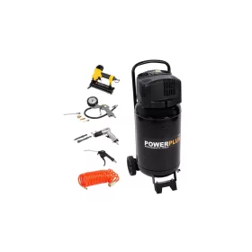   PowerPlus sárga álló kompresszor 1100W, 50L, olajmentes black POWX1751