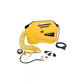   PowerPlus sárga kompresszor 1100W, olajmentes + 11 db tartozék POWX1706