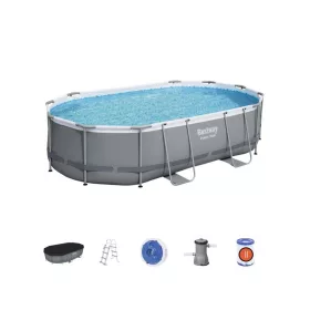   Bestway 56448 fémvázas medence Power Steel, 488x305x107 cm, szűrő, szivattyú, létra, ponyva, adagoló (8050186)
