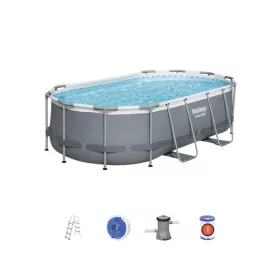   Bestway 56620 fémvázas medence Puerto Rico / Power Steel, 424x250x100 cm, szűrő, szivattyú, létra  (8050122)