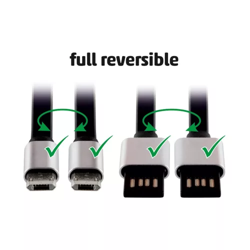 HOME USBF 2 töltőkábel, microUSB, lapos, 2m