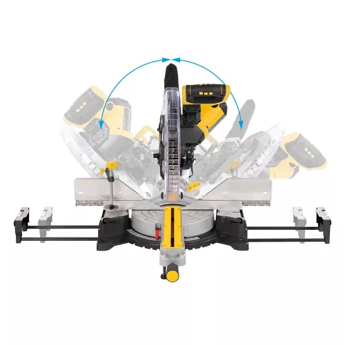 PowerPlus sárga teleszkópos lézeres kétirányú gérvágó 305mm 2200W POWX075750DB