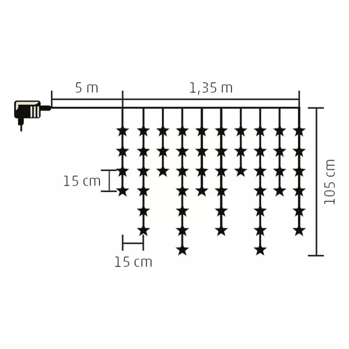 HOME KAF 50L/WW LED fényfüggöny csillag dekorációval 1,35m 230V