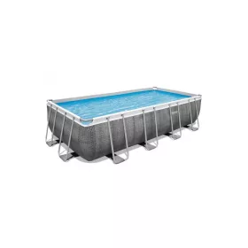  Bestway 56996 Power Steel medence szett, szürke rattan mintázatú 488x244x122cm  (8050291)