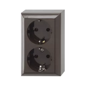   GAO 0510076777 2 férőhelyes földelt csatlakozóaljzat, barna, beltéri kivitel IP 20