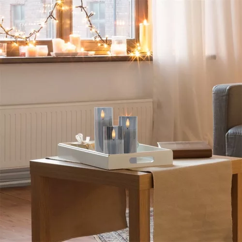 HOME CDS 3 LED-es gyertyaszett üvegben