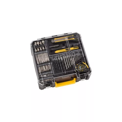 PowerPlus sárga szénkefementes akkus ütvefúró-csavarbehajtó 20V 2x2.0 Ah 78 részes tartozék szett POWX00850
