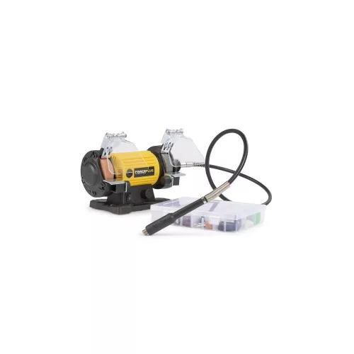 PowerPlus sárga kettős köszörű flexibilis szárral és 103db kiegészítővel 120W POWX1280